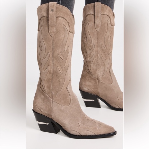 ANINE BING Mid Calf Tania Boots Taupe Western - Picture 4 of 5